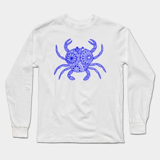 Mandala Crab (blue and white) Long Sleeve T-Shirt